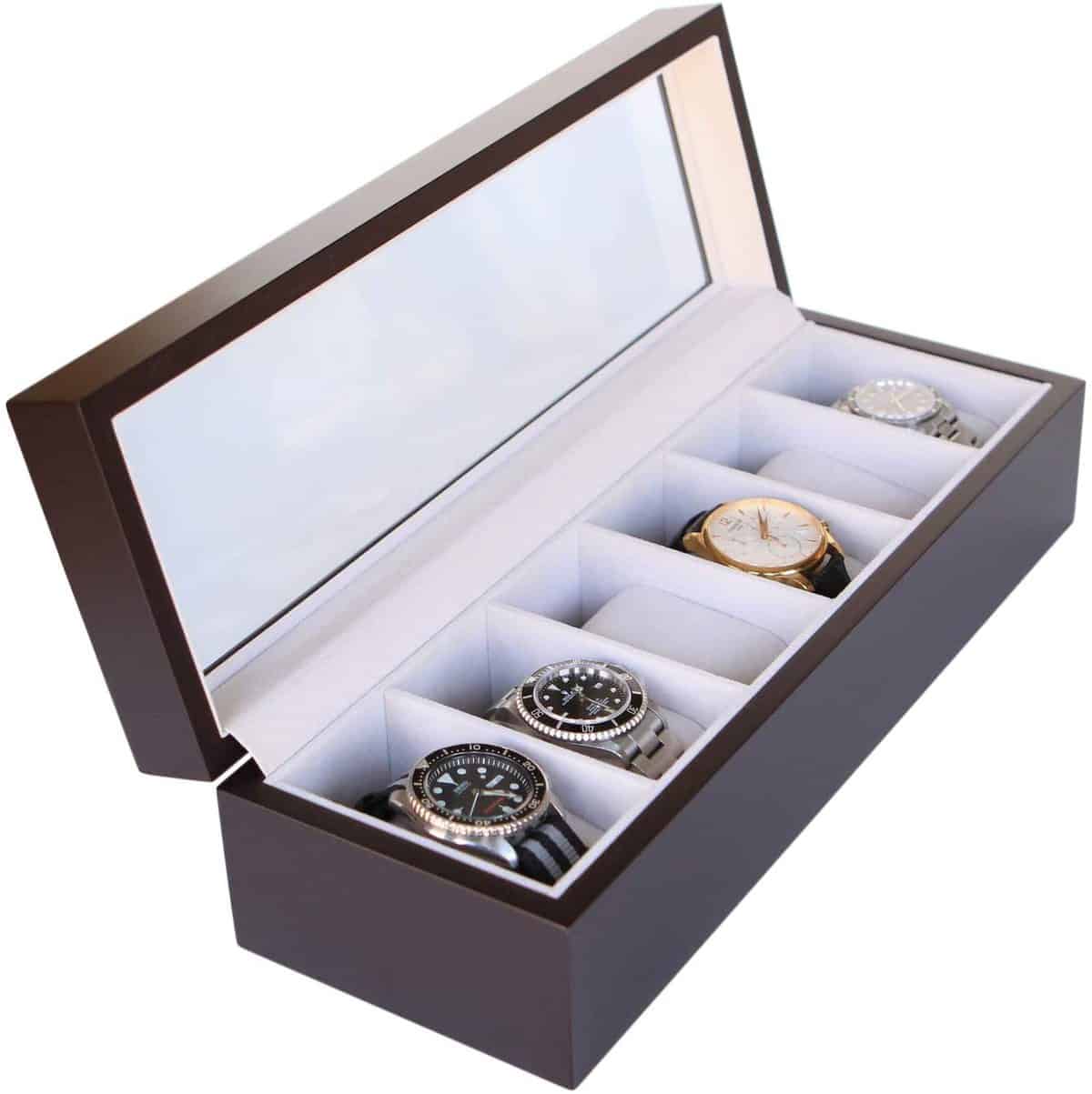 Case Elegance Boîte à montres en bois massif Organisateur